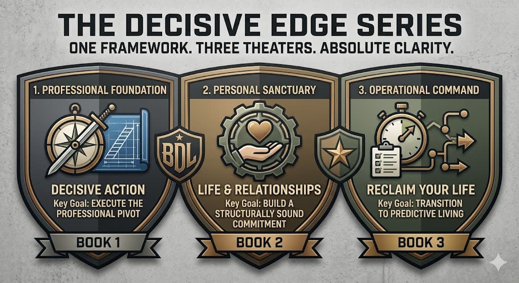 Decisive Edge series overview — three volumes: professional foundation, relationship architecture, Life Ops